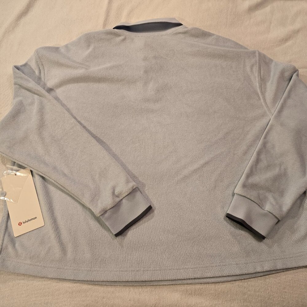 Lululemon Mens M Medium Cotton Terry Relaxed Fit Polo NWT NEW SOFT Light Blue - Picture 9 of 15